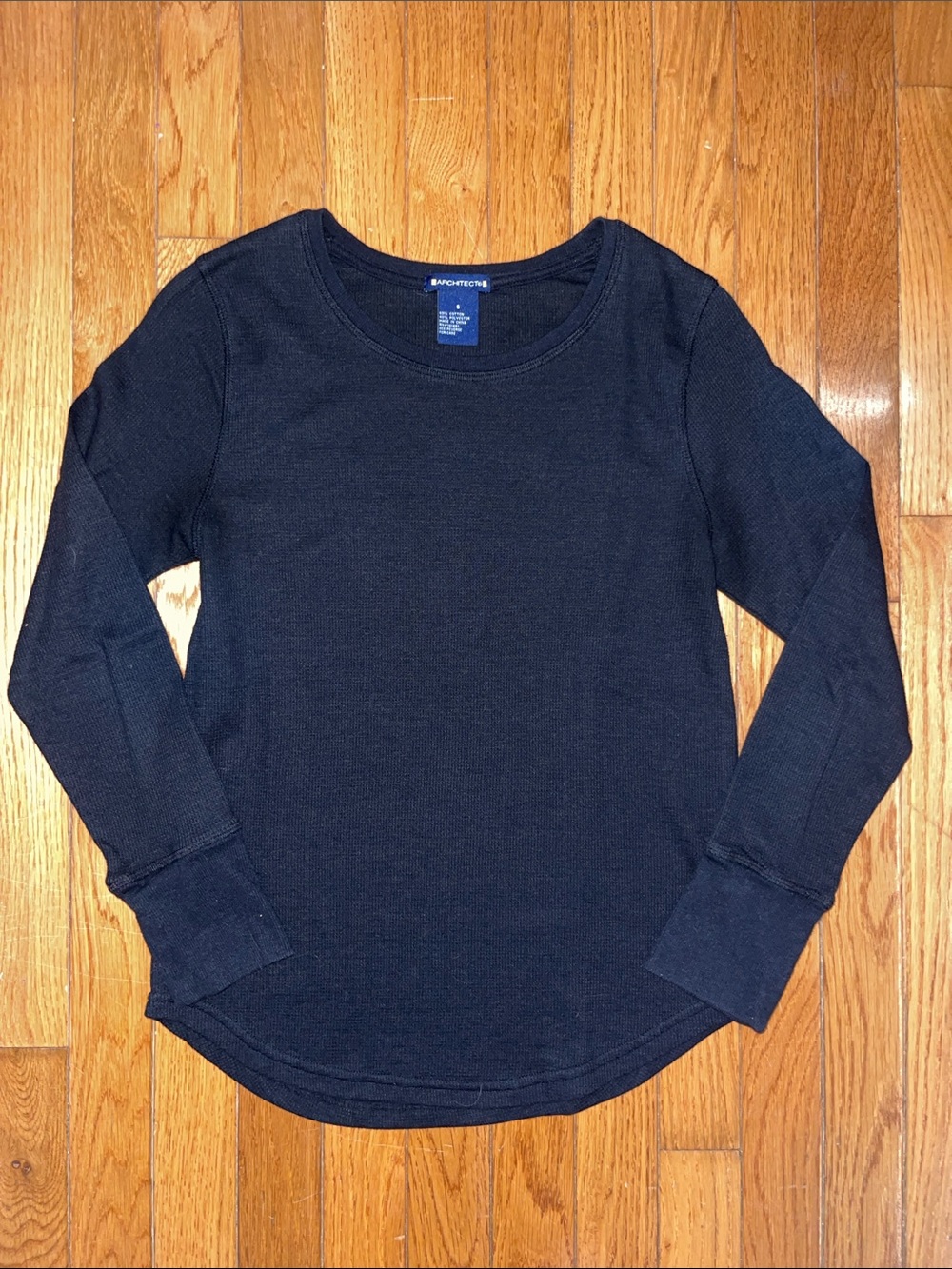 Architect Waffle-Knit Black Long Sleeve Shirt